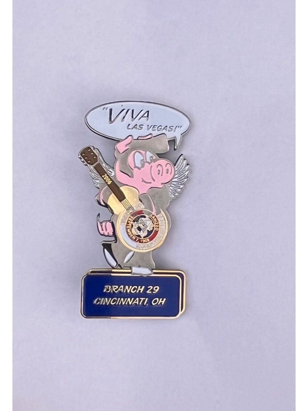 Vintage Branch 29 Cincinnati OH Viva Las Vegas 2006 Flying Pig Guitar NAPS Ename